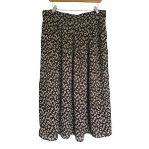 Vintage Maggie Lawrence Semi-Sheer Floral Pleated Midi Skirt Plus Size 18